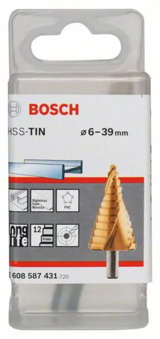 Bosch Accessories 2608587431 2608587431 HSS Stufenbohrer Gesamtlänge 93.5 mm TiN 3-Flächenschaft 1 St. de Bosch Professional – image du produit 2 sur 2
