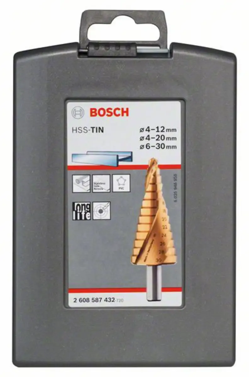 Bosch Accessories 2608587432 HSS Stufenbohrer-Set 3teilig TiN 3-Flächenschaft 1 Set de Bosch Professional – image du produit 2 sur 2