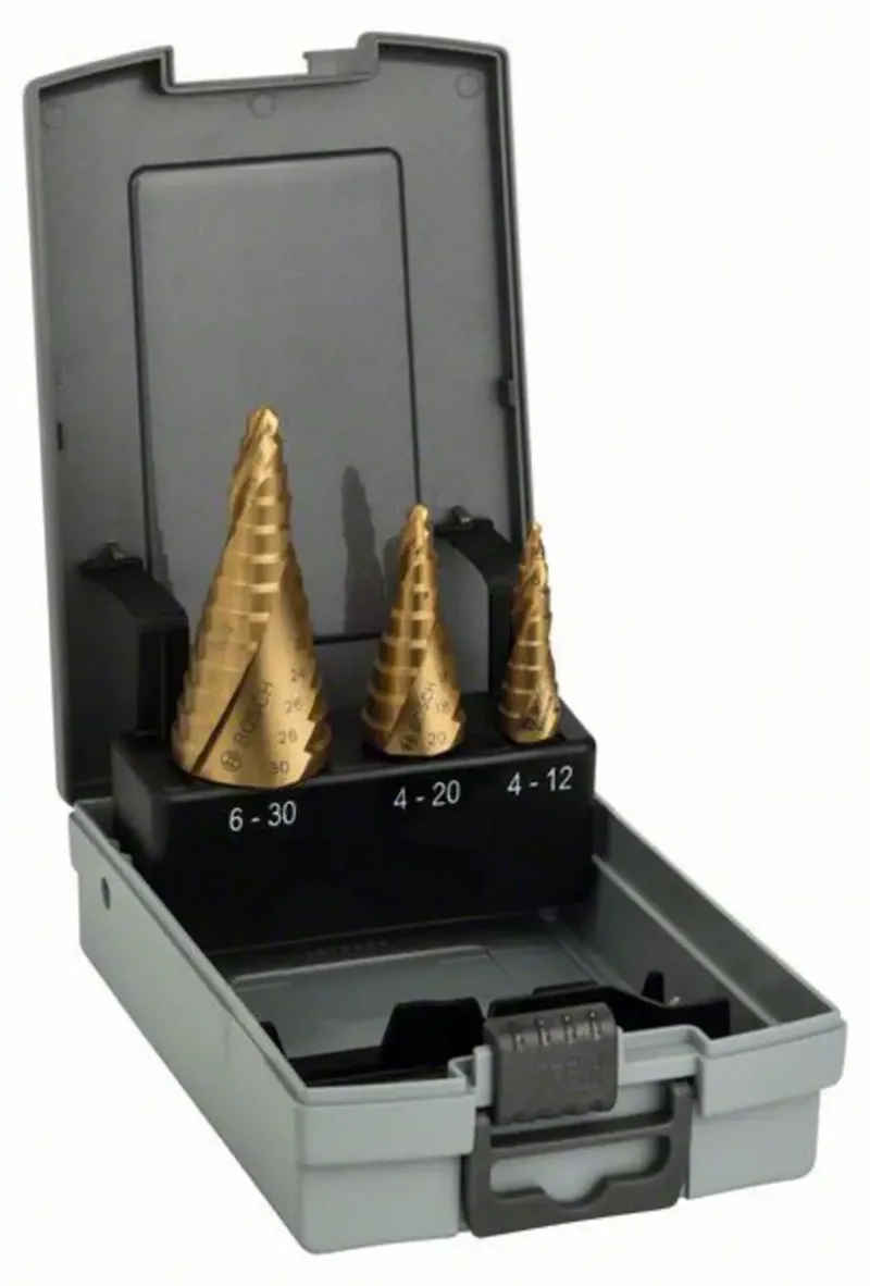 Bosch Accessories 2608587432 HSS Stufenbohrer-Set 3teilig TiN 3-Flächenschaft 1 Set de Bosch Professional – image du produit 1 sur 2