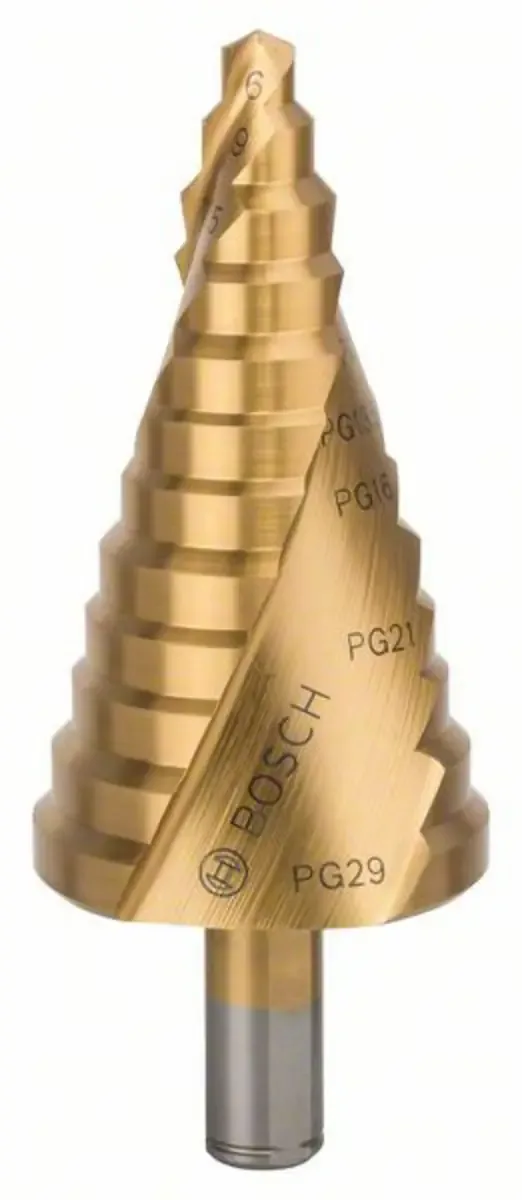 Bosch Accessories 2608587435 2608587435 HSS Stufenbohrer Gesamtlänge 93 mm TiN 3-Flächenschaft 1 St. von Bosch Professional – Produktbild 1 von 2
