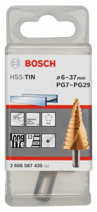 Bosch Accessories 2608587435 2608587435 HSS Stufenbohrer Gesamtlänge 93 mm TiN 3-Flächenschaft 1 St. von Bosch Professional – Produktbild 2 von 2