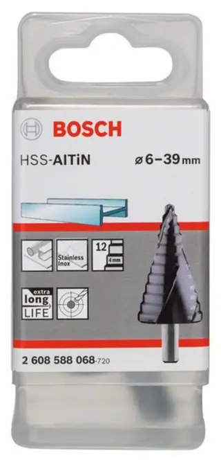 Bosch Accessories 2608588068 2608588068 HSS Stufenbohrer Gesamtlänge 93.5 mm TiAIN 3-Flächenschaft 1 St. de Bosch Professional – image du produit 2 sur 2
