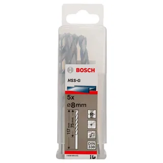 Bosch Accessories 2608595072 2608595072 HSS Foret pour le métal 8 mm Longueur totale 117 mm meulé DIN 338 tige cylindrique 5 pc(s) de Bosch Professional – image du produit 2 sur 3