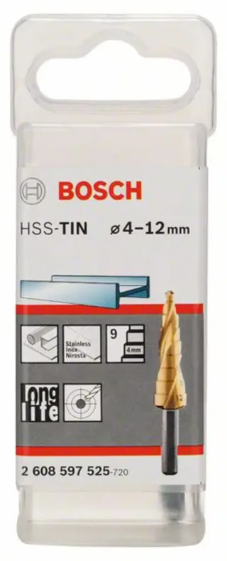 Bosch Accessories 2608597525 2608597525 HSS Stufenbohrer Gesamtlänge 66.5 mm TiN 3-Flächenschaft 1 St. von Bosch Professional – Produktbild 2 von 2