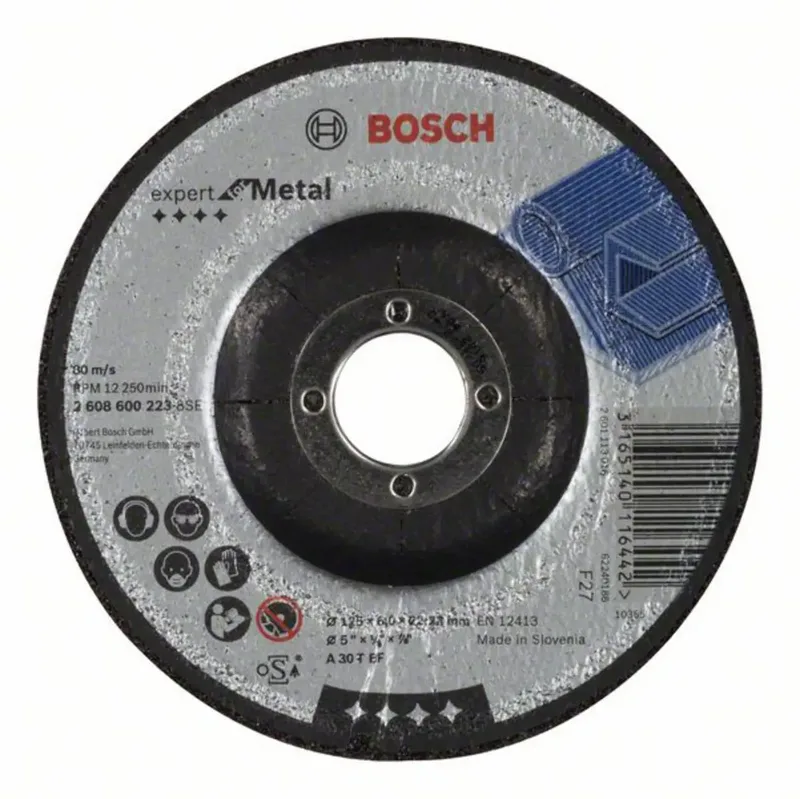 Bosch Accessories 2608600223 2608600223 Schruppscheibe gekröpft Durchmesser 125 mm Bohrungs-Ø 22.23 mm Metall 1 St. fra Bosch Professional – produktbillede 1 af 3