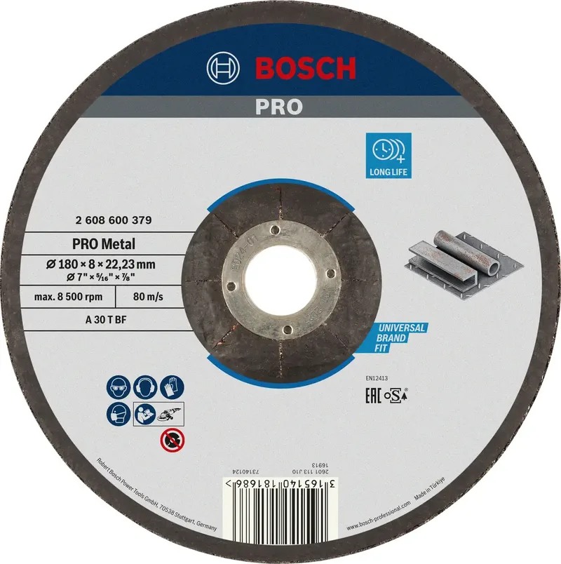Bosch Accessories 2608600379 2608600379 Schruppscheibe gekröpft 180 mm 1 St. Stahl von Bosch Professional – Produktbild