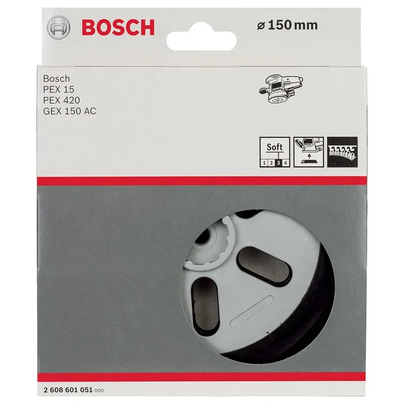 Bosch Accessories 2608601051 Schleifteller weich, 150 mm, für GEX 150 AC, PEX 15 AE Durchmesser 150 mm Passend für (Details) Exzenterschleifer GEX 150 AC, PEX van Bosch Professional – productafbeelding 2 van 2