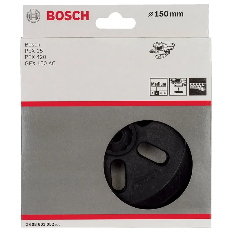 Bosch Accessories 2608601052 Schleifteller mittel, 150 mm, für GEX 150 AC, PEX 15 AE Durchmesser 150 mm Passend für (Details) Exzenterschleifer GEX 150 AC, PEX van Bosch Professional – productafbeelding 2 van 2