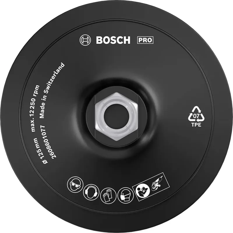 Bosch Accessories 2608601077 Stützteller mit Klettverschluss zum Befestigen von Schleifblättern 125 mm Durchmesser 125 mm von Bosch Professional – Produktbild 1 von 2
