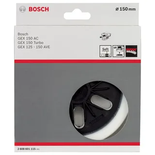Bosch Accessories 2608601115 Schleifteller weich, 150 mm, für GEX 125-150 AVE, GEX 150 AC, GEX 150 Durchmesser 150 mm Passend für (Details) Exzenterschleifer de Bosch Professional – image du produit 2 sur 2