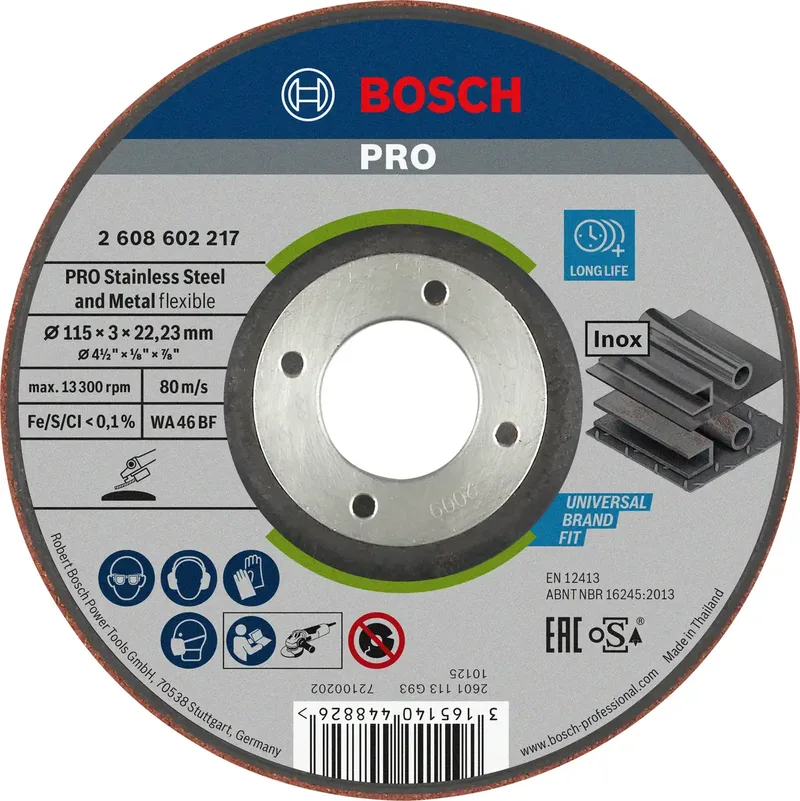 Bosch Accessories 2608602217 2608602217 Schruppscheibe gerade 115 mm 1 St. Stahl de Bosch Professional – image du produit