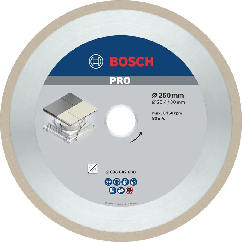 Bosch Accessories 2608602638 Bosch Power Tools Diamanttrennscheibe Durchmesser 250 mm Bohrungs-Ø 30.00 mm Fliesen 1 St. by Bosch Professional – product image