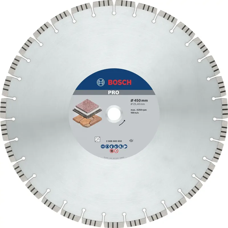 Bosch Accessories 2608602650 Bosch Power Tools Diamanttrennscheibe Durchmesser 450 mm Bohrungs-Ø 25.40 mm Stein 1 St. by Bosch Professional – product image