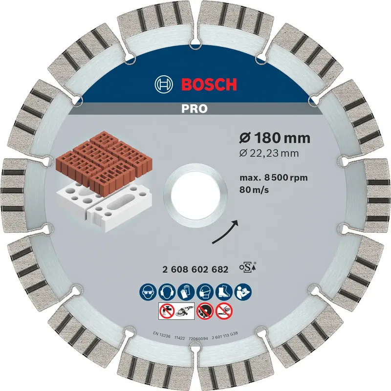 Bosch Accessories 2608602682 Bosch Power Tools Diamanttrennscheibe Durchmesser 180 mm Bohrungs-Ø 22.23 mm Abrasive Materialien 1 St. by Bosch Professional – product image