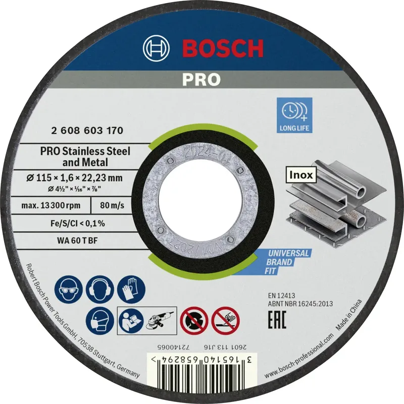 Bosch Accessories 2608603170 2608603170 Trennscheibe gerade 115 mm 1 St. Stahl de Bosch Professional – image du produit