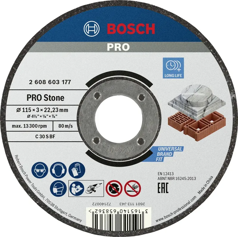 Bosch Accessories 2608603177 2608603177 Trennscheibe gerade 115 mm 1 St. Stein de Bosch Professional – image du produit