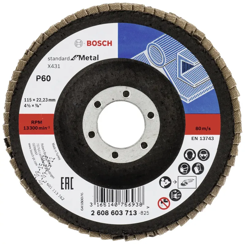 Bosch Accessories 2608603713 X431 Fächerschleifscheibe Durchmesser 115 mm Bohrungs-Ø 22.33 mm Körnung (num) 60 Stahl 1 St. von Bosch Professional – Produktbild
