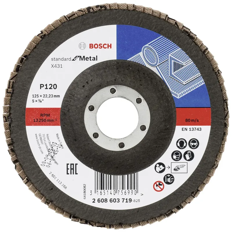 Bosch Accessories 2608603719 X431 Fächerschleifscheibe Durchmesser 125 mm Bohrungs-Ø 22.33 mm Körnung (num) 120 Stahl 1 St. von Bosch Professional – Produktbild
