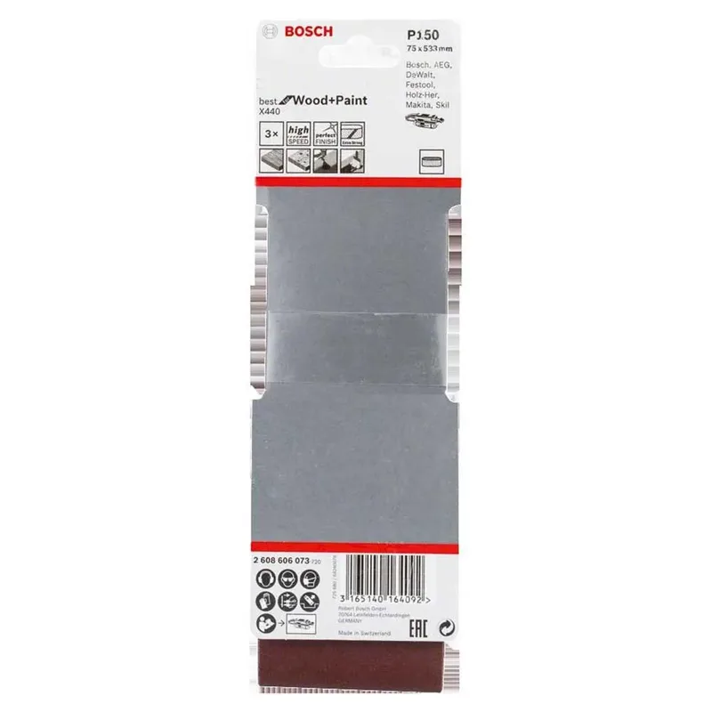 Bosch Accesorios Bande De Papier De Verre Pour Bois 75x533 Mm G150 3 Unités de Bosch Professional – image du produit 2 sur 2
