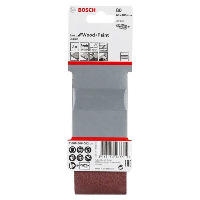Bosch Accessories 2608606139 Schleifband-Set Körnung (num) 60, 80, 100 (L x B) 610 mm x 100 mm 1 Set de Bosch Professional – image du produit 2 sur 2
