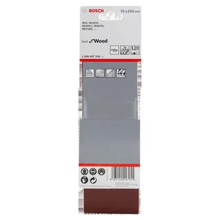 Bosch Accessories 2608607258 2608607258 Schleifband Körnung (num) 120 (L x B) 533 mm x 75 mm 3 St. von Bosch Professional – Produktbild 2 von 2