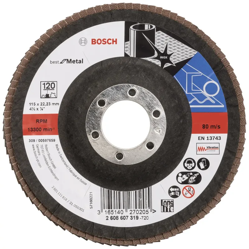 Bosch Accessories 2608607319 X571 Fächerschleifscheibe Durchmesser 115 mm Bohrungs-Ø 22.33 mm Körnung (num) 120 Stahl 1 St. by Bosch Professional – product image