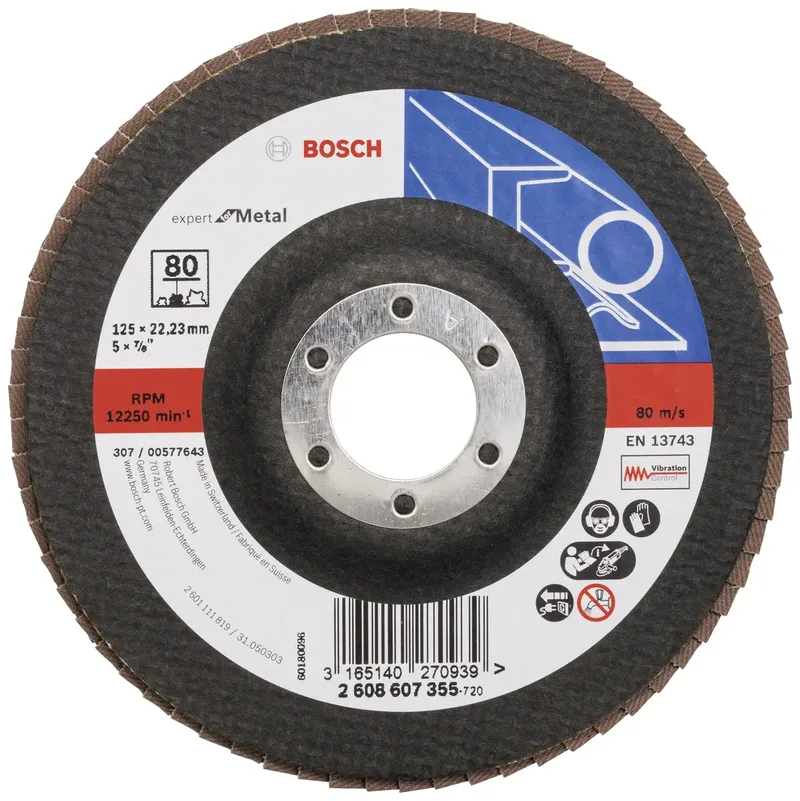Bosch Accessories 2608607355 X551 Fächerschleifscheibe Durchmesser 125 mm Bohrungs-Ø 22.33 mm Körnung (num) 80 Stahl 1 St. by Bosch Professional – product image