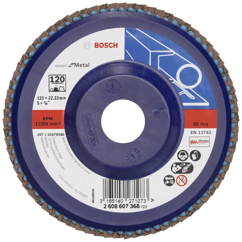 Bosch Accessories 2608607368 X551 Fächerschleifscheibe Durchmesser 125 mm Bohrungs-Ø 22.33 mm Körnung (num) 120 Stahl 1 St. by Bosch Professional – product image