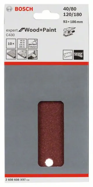 Bosch Accessories 2608608X97 2608608X97 Oscillerend schuurpapier Korrelgrootte (num) 40, 80, 120, 180 (Ø x l) 93 mm x 186 mm 10 stuk(s) von Bosch Professional – Produktbild 2 von 2