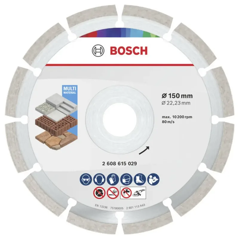 Bosch Accessories 2608615042 2608615042 Diamanttrennscheibe Durchmesser 150 mm Bohrungs-Ø 22.23 mm Beton, Ziegel, Weichgestein 10 St. de Bosch Professional – image du produit 1 sur 2
