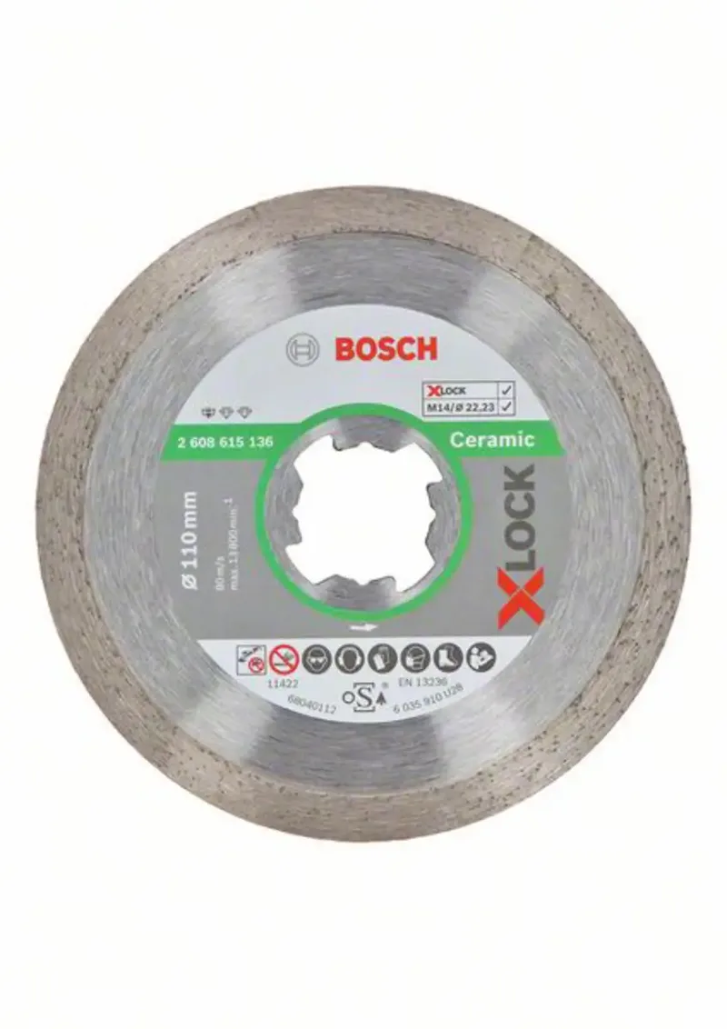 Bosch Accessories 2608615136 2608615136 Diamanttrennscheibe Durchmesser 110 mm Bohrungs-Ø 22.23 mm Feinsteinzeug, Porzellan, Keramik 1 St. de Bosch Professional – image du produit