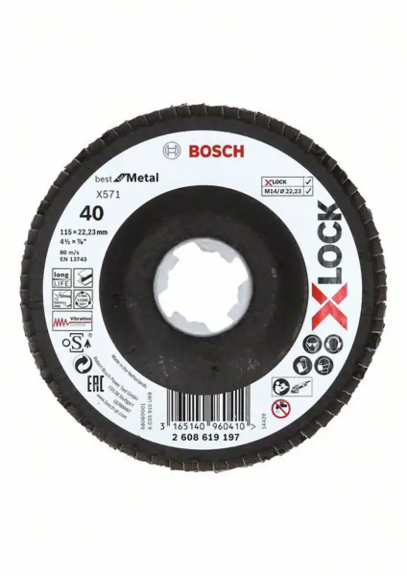 Bosch Accessories 2608619197 Fächerschleifscheibe Durchmesser 115 mm Körnung (num)=40 1 St. by Bosch Professional – product image 1 of 2