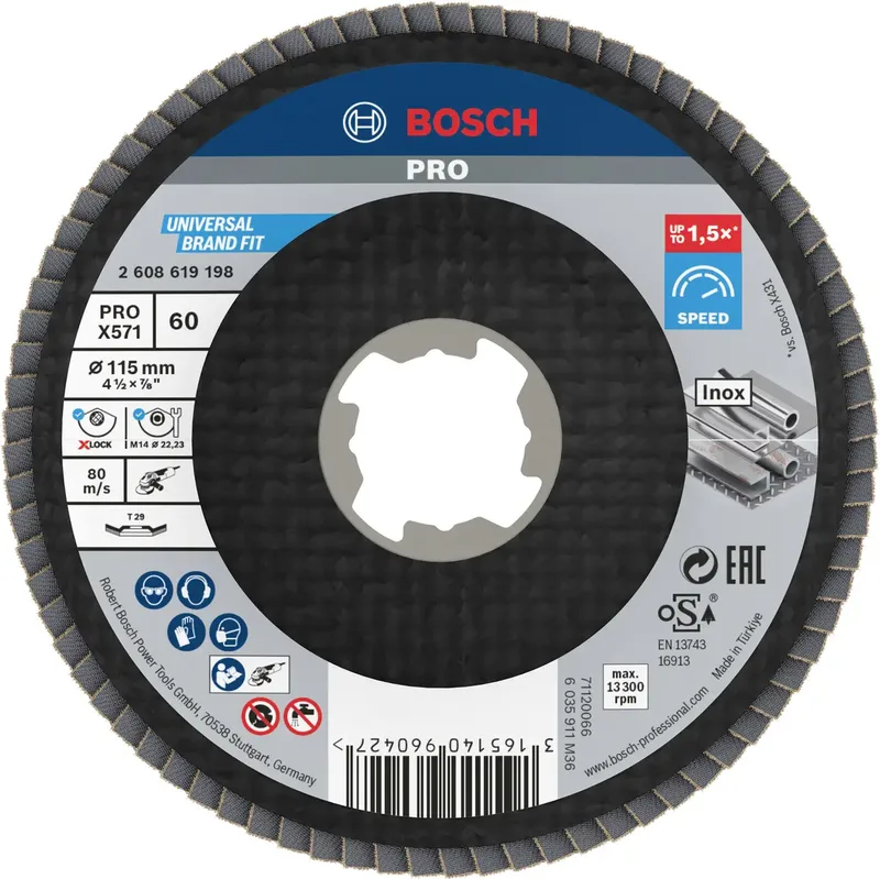 Bosch Accessories 2608619198 Fächerschleifscheibe Durchmesser 115 cm Körnung (num)=60 1 St. by Bosch Professional – product image 1 of 2