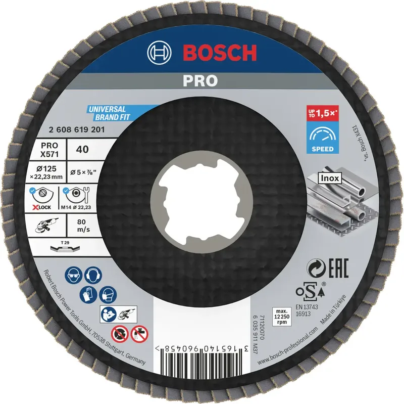 Bosch Accessories 2608619201 Fächerschleifscheibe Durchmesser 125 mm Körnung (num)=40 1 St. von Bosch Professional – Produktbild 1 von 2