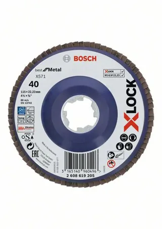 Bosch Accessories 2608619205 Fächerschleifscheibe Durchmesser 115 mm Körnung (num)=40 1 St. by Bosch Professional – product image 1 of 2