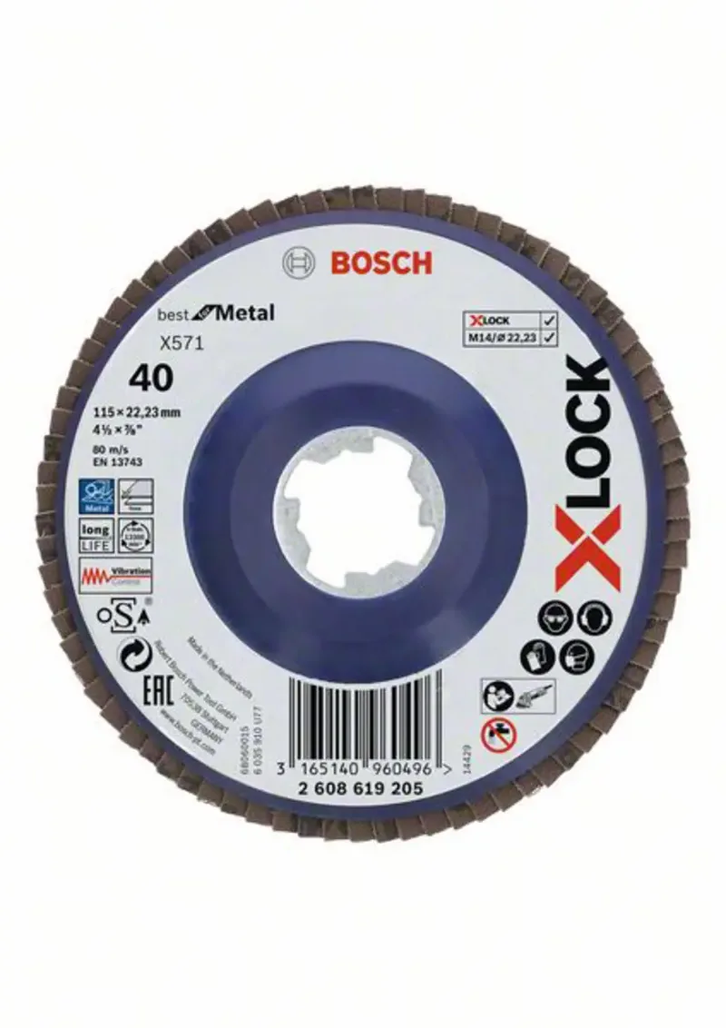 Bosch Accessories 2608619205 Fächerschleifscheibe Durchmesser 115 mm Körnung (num)=40 1 St. by Bosch Professional – product image 1 of 2