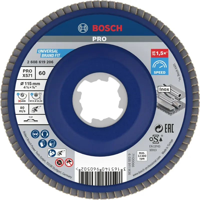 Bosch Accessories 2608619206 Fächerschleifscheibe Durchmesser 115 mm Körnung (num)=60 1 St. von Bosch Professional – Produktbild 1 von 2