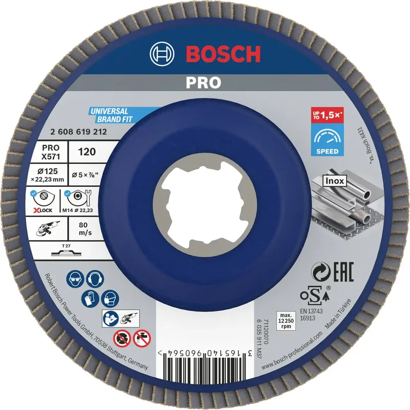 Bosch Accessories 2608619212 Fächerschleifscheibe Durchmesser 125 mm Körnung (num)=120 1 St. by Bosch Professional – product image 1 of 2