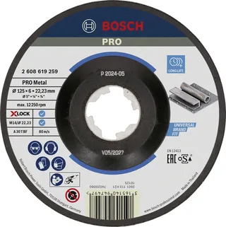 Bosch Accessories 2608619259 X-LOCK Schruppscheibe 125x6mm Expert for Metal gekröpft VE10 Schruppscheibe gekröpft Durchmesser 125 mm Bohrungs-Ø 22.23 mm 1 St. by Bosch Professional – product image 1 of 4