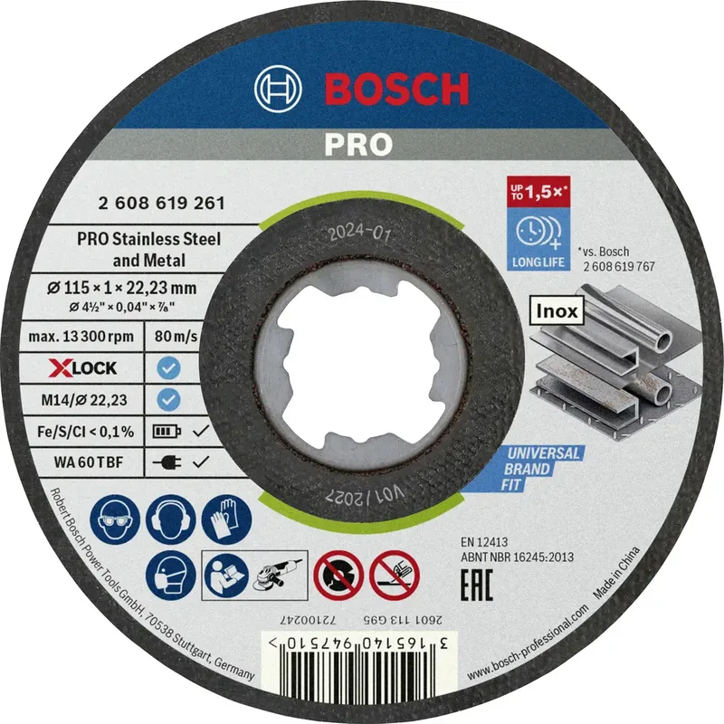 Bosch Accessories 2608619261 2608619261 Trennscheibe gerade 115 mm 1 St. INOX de Bosch Professional – image du produit