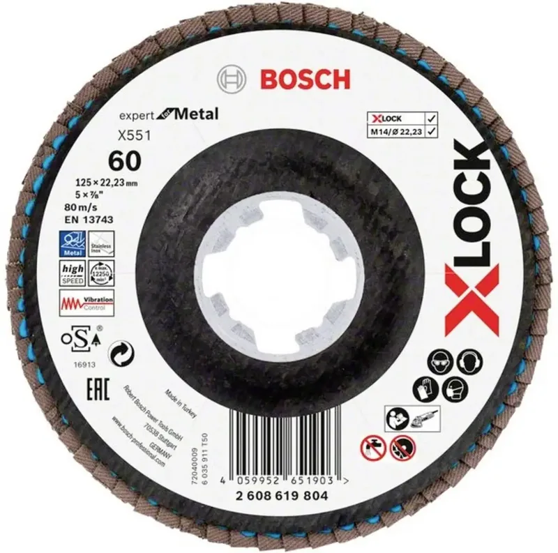 Bosch Accessories 2608619804 X551 Fächerschleifscheibe Durchmesser 125 mm Bohrungs-Ø 22.23 mm Körnung (num) 60 1 St. by Bosch Professional – product image