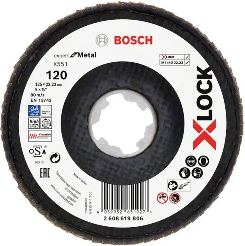 Bosch Accessories 2608619806 X551 Fächerschleifscheibe Durchmesser 125 mm Bohrungs-Ø 22.23 mm Körnung (num) 120 1 St. by Bosch Professional – product image