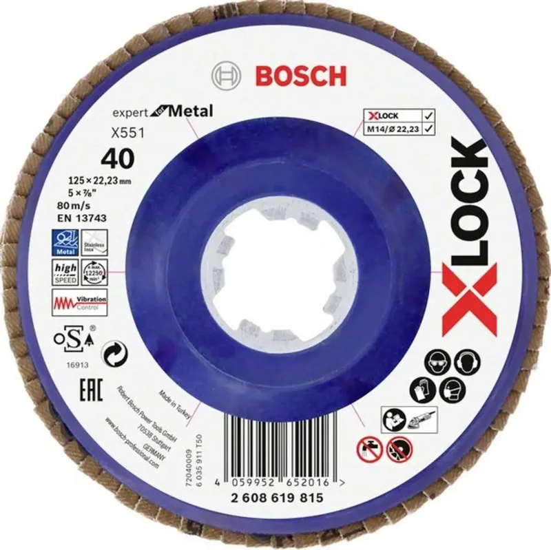 Bosch Accessories 2608619815 X551 Fächerschleifscheibe Durchmesser 125 mm Bohrungs-Ø 22.23 mm Körnung (num) 40 1 St. von Bosch Professional – Produktbild