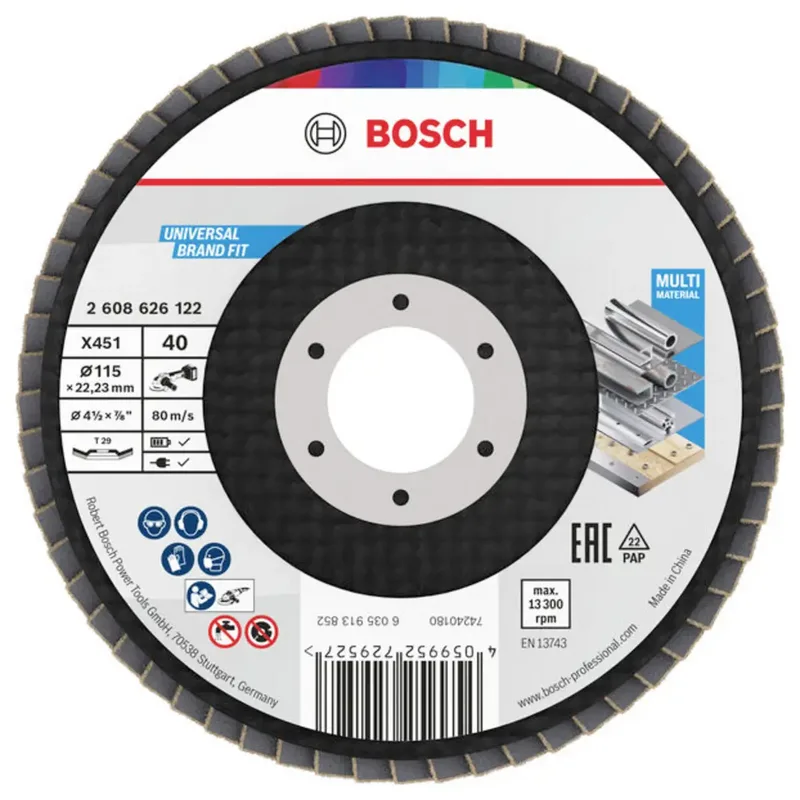 Bosch Accessories 2608626122 Fächerschleifscheibe Durchmesser 115 mm Körnung (num)=40 1 St. von Bosch Professional – Produktbild