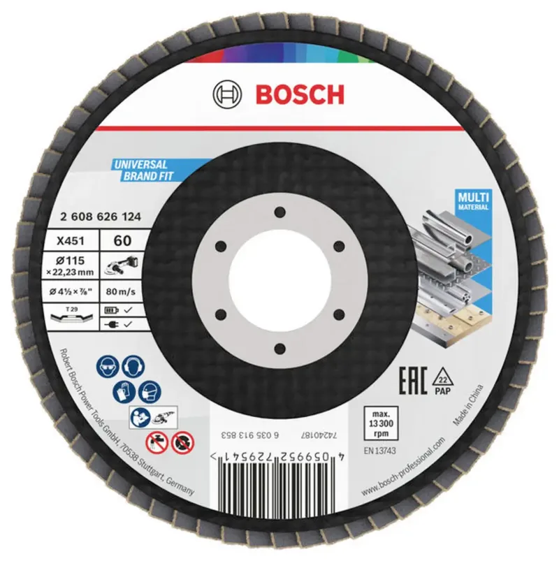 Bosch Accessories 2608626124 Fächerschleifscheibe Durchmesser 115 mm Körnung (num)=60 1 St. by Bosch Professional – product image