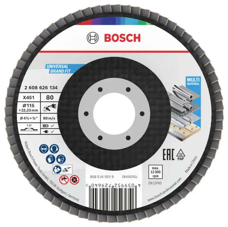 Bosch Accessories 2608626134 Fächerschleifscheibe Durchmesser 115 mm Körnung (num)=80 1 St. von Bosch Professional – Produktbild