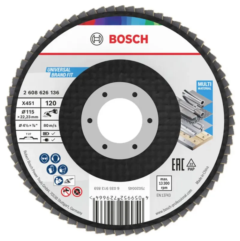 Bosch Accessories 2608626136 Fächerschleifscheibe Durchmesser 115 mm Körnung (num)=120 1 St. von Bosch Professional – Produktbild