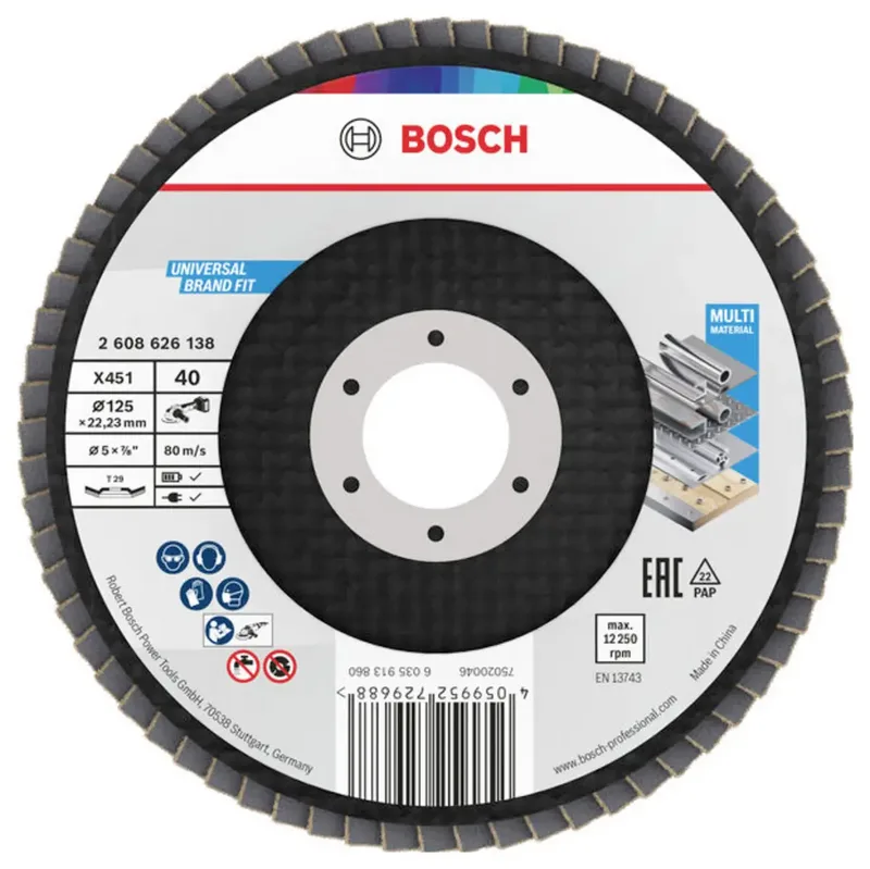 Bosch Accessories 2608626141 Fächerschleifscheibe Durchmesser 125 mm Körnung (num)=80 1 St. by Bosch Professional – product image