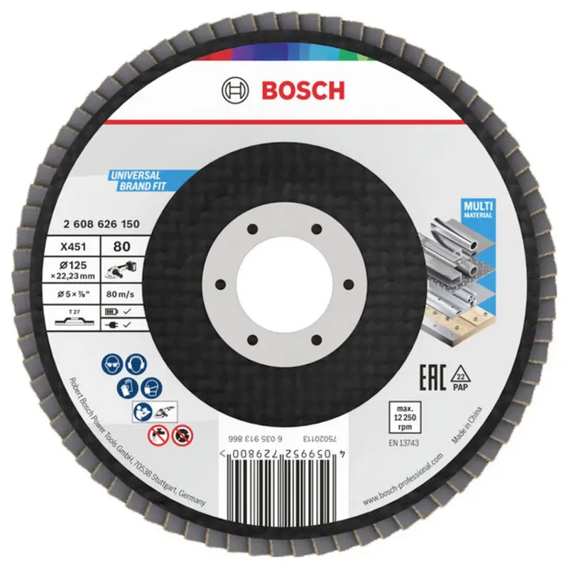 Bosch Accessories 2608626150 Fächerschleifscheibe Durchmesser 125 mm Körnung (num)=80 1 St. by Bosch Professional – product image
