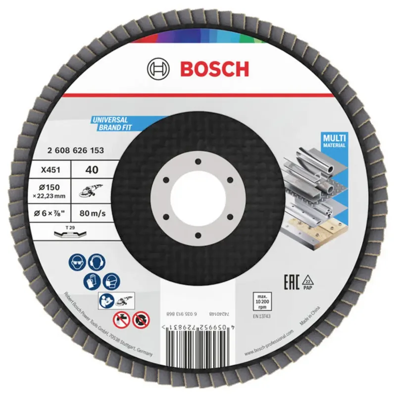 Bosch Accessories 2608626153 Fächerschleifscheibe Durchmesser 150 mm Körnung (num)=40 1 St. von Bosch Professional – Produktbild